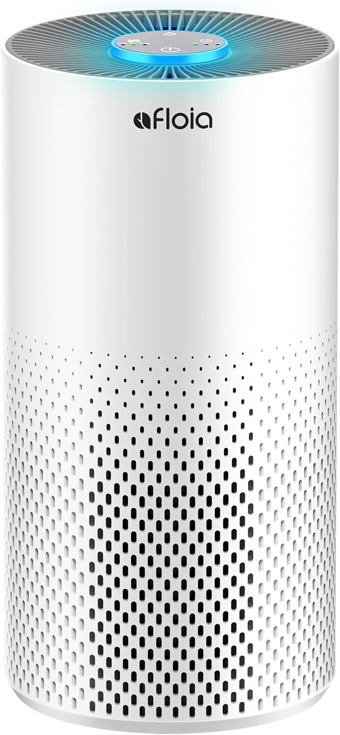 Afloia Air Purifier for Large Rooms Up to 1076 Ft² | Ultra-Quiet 22dB, 3-Stage HEPA Filter | Removes Smoke, Pet Dander, Dust, Mold, Allergens | 7-Color Night Light, Bedroom Home Office