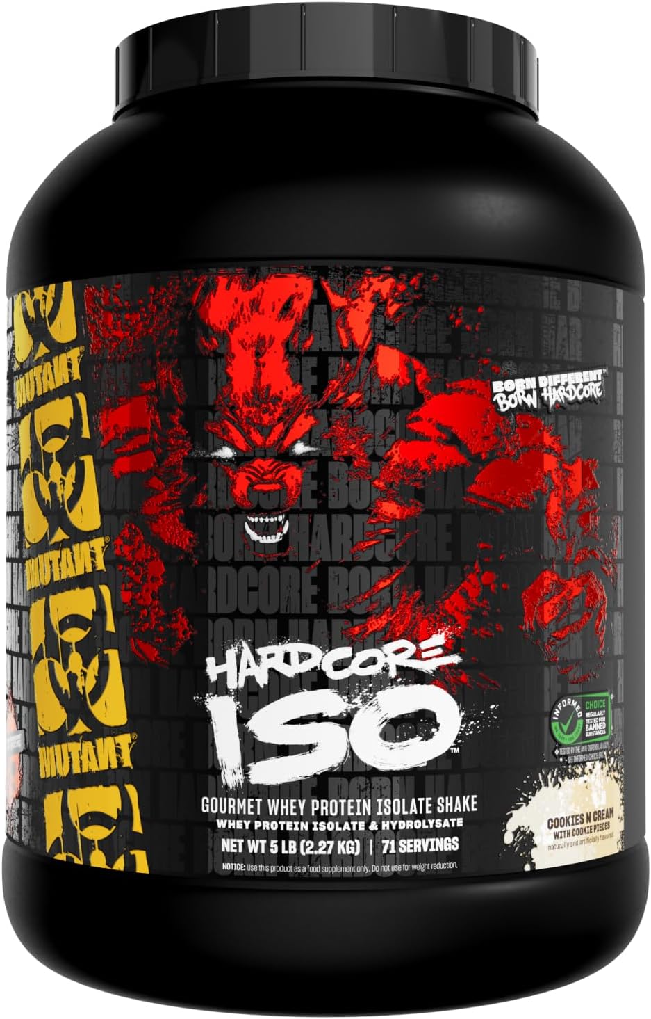 Mutant Hardcore Isolate Protein Powder – 25g Protein, 5 lb, Cookies & Cream